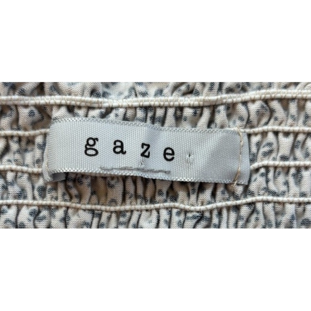 Gaze Smocked Animal Print Cami Tank Top Tan Black Crop High Neck Teens Large - Picture 3 of 5